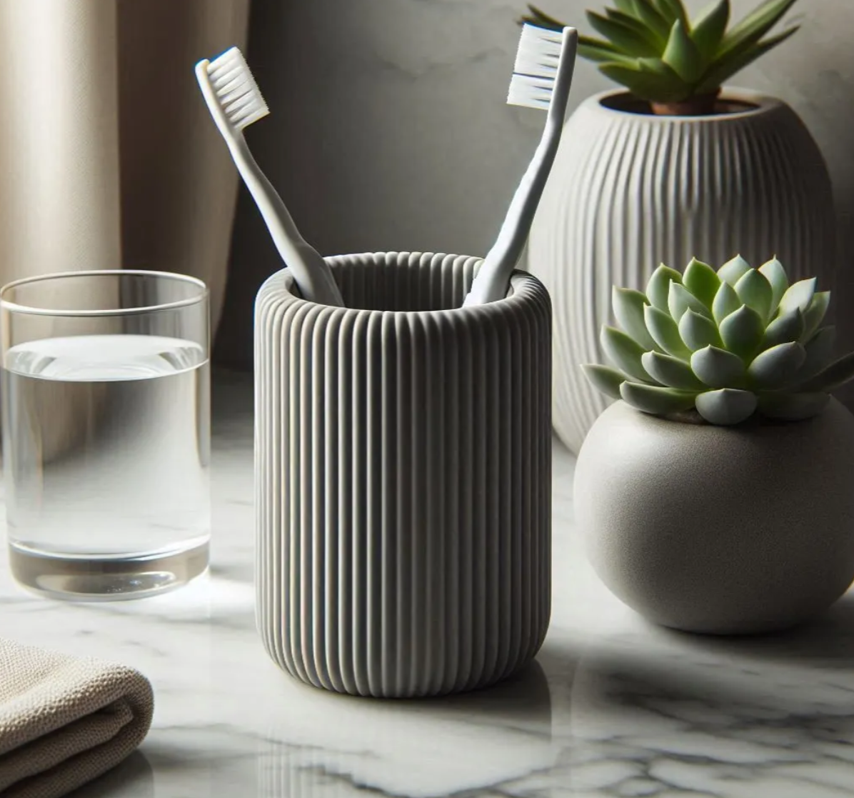 Modern Ribbed Toothbrush & Toothpaste Holder