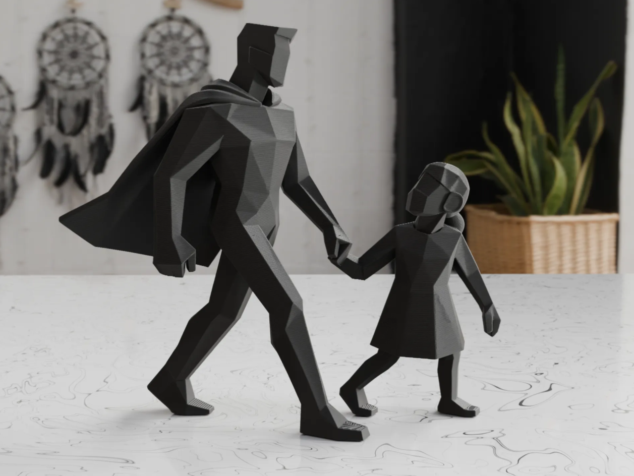 Minimalist Father's Day statue - Father & daughter