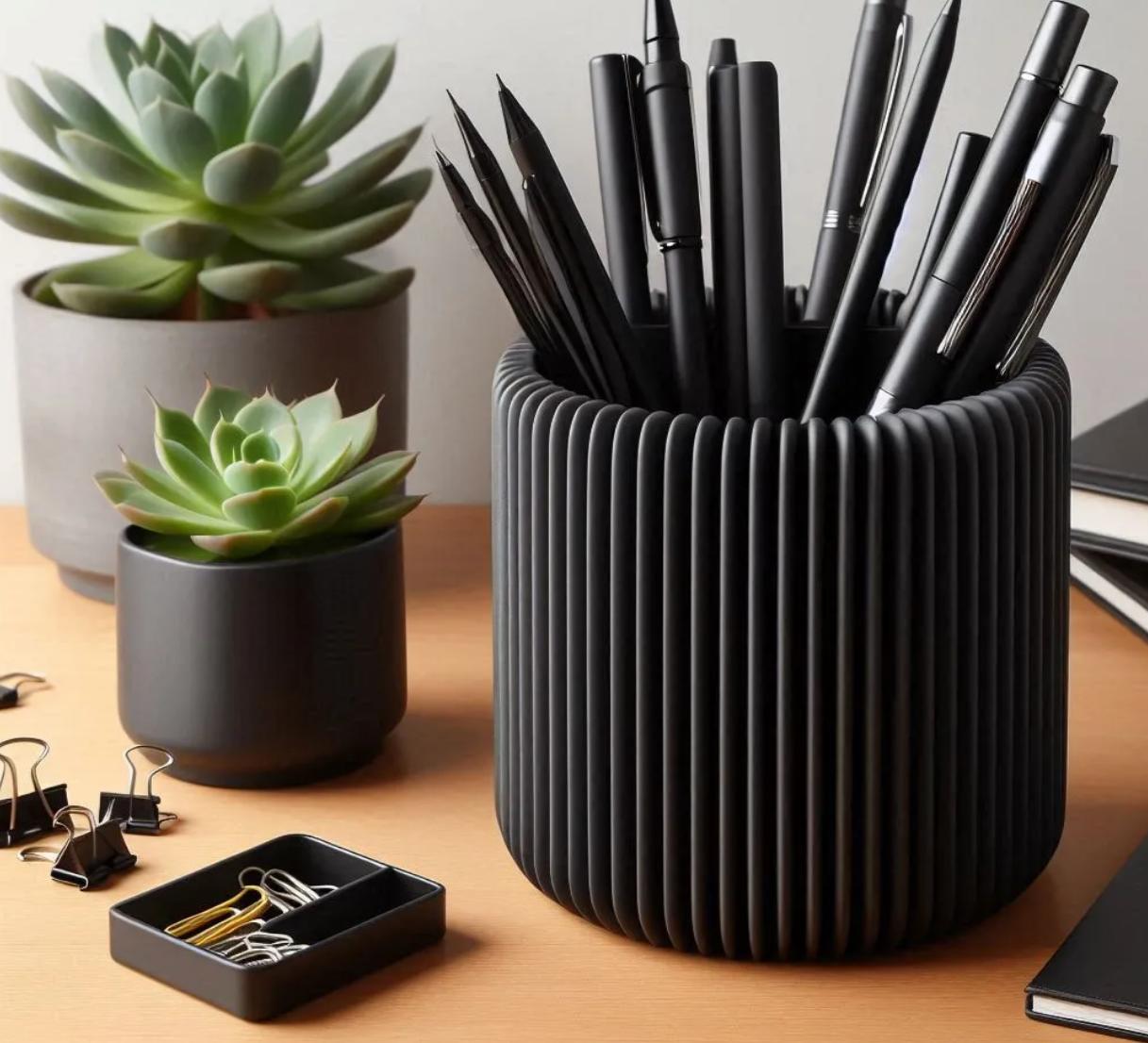 Modern Design Ribbed Pencil Holder, Pencil Cup
