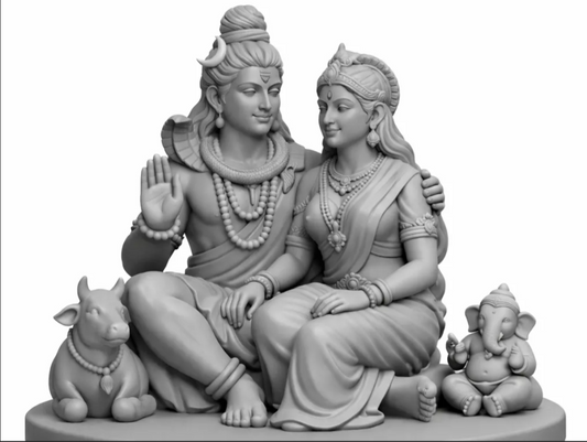 Shiv Parvati with Ganesha & Nandi